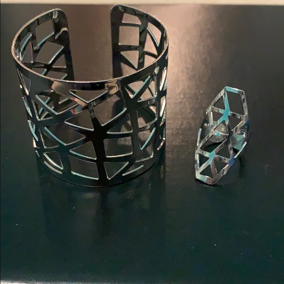 Geometric Cuff & Ring Set - Picture 1 of 5